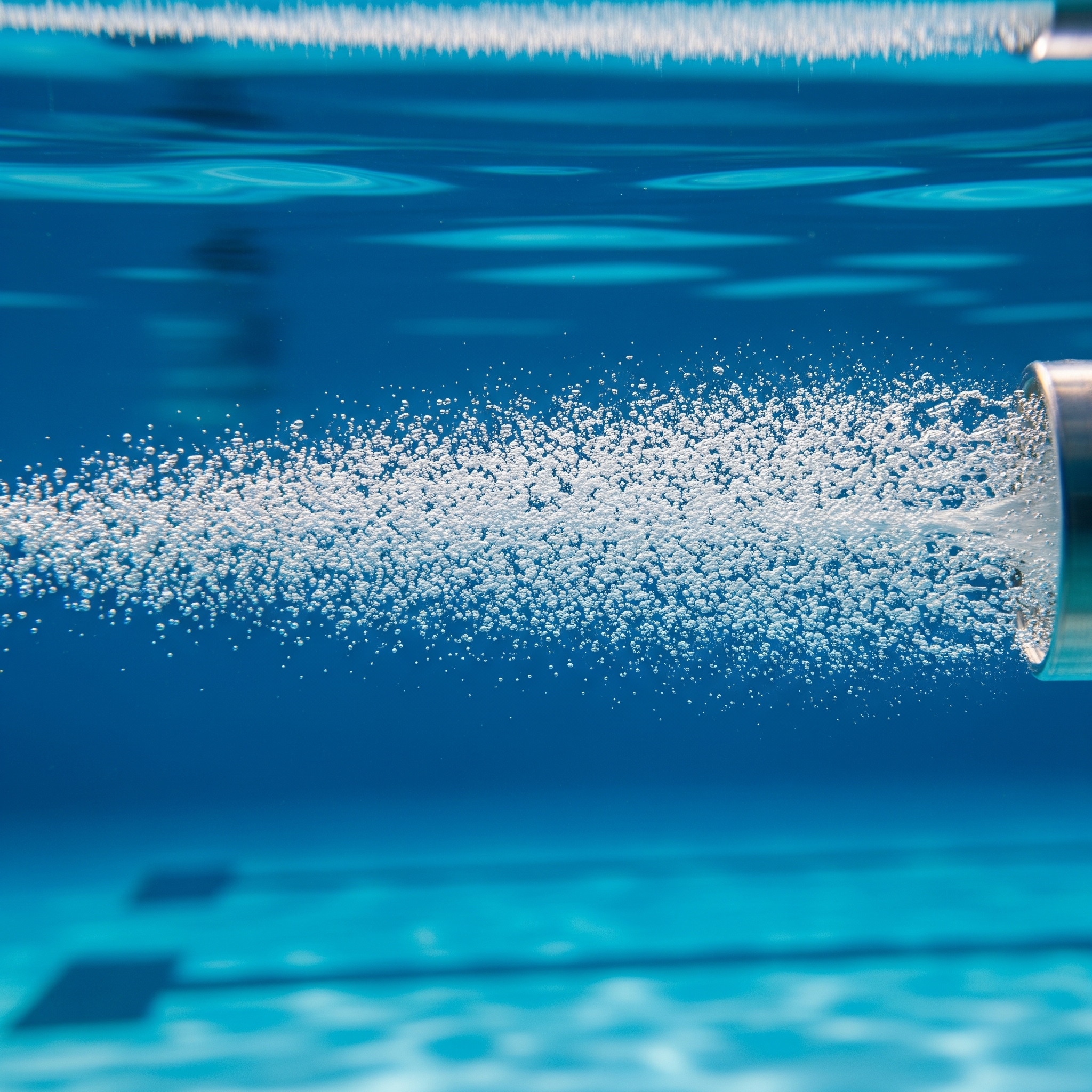 Close-up of oxygen bubbles in water, representing nano-bubble oxygen therapy